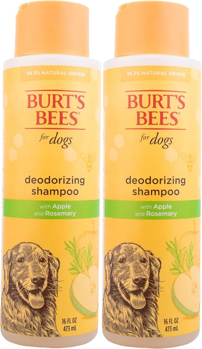 Deodorizing Dog Shampoo Apple Rosemary 95 Percent Natural Ph Balanced Sulfate-Free Smelly Dogs 16 FL OZ 2 Pack