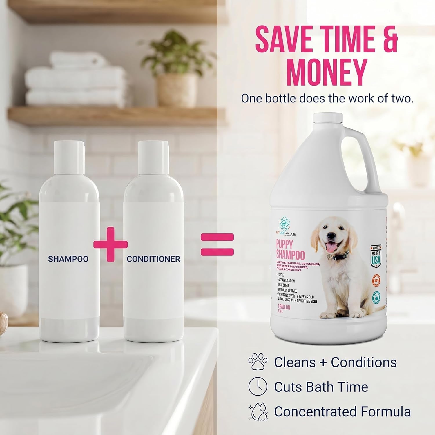 1 Gallon Tearless Puppy Shampoo and Conditioner - Groomers Choice - Made in the USA