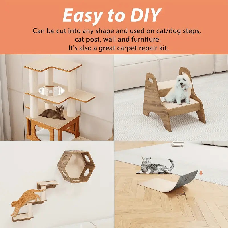 1Pc Durable Cat Scratching Pad - Self-Adhesive, Scratch-Resistant Felt Mat for Walls and Furniture, Perfect for Cats, Polyester Material - Multi-Size Pack, Cat Mat Scratcher, Wall Scratcher for Cats